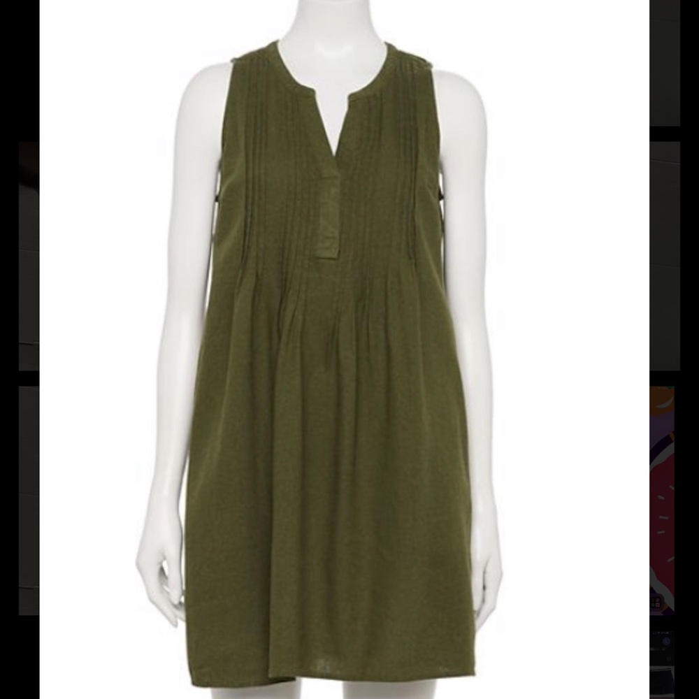 Sonoma pintuck linen-blend dress